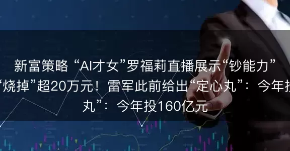 新富策略 “AI才女”罗福莉直播展示“钞能力”：每小时“烧掉”超20万元！雷军此前给出“定心丸”：今年投160亿元